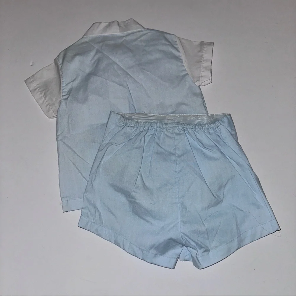 Vintage Cuties By Judy 2 Piece Baby Blue 18 Months 80s Appliqued Easter Rabbit